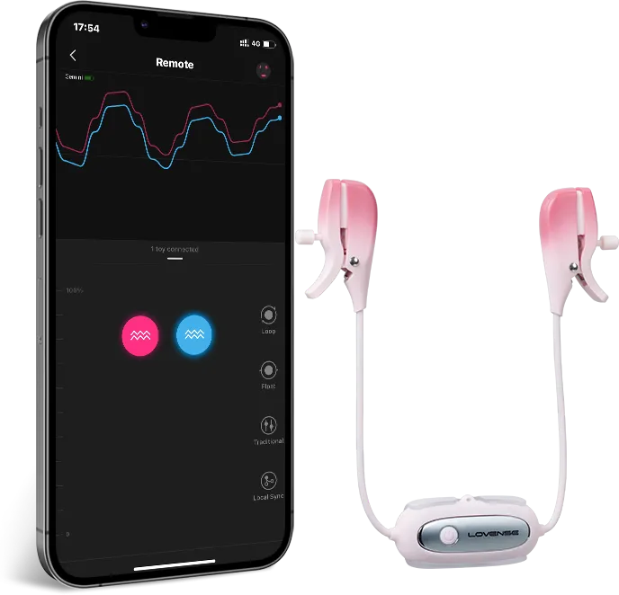 App-controlled vibrating nipple clamps with adjustable force, dual motors, and customizable settings, perfect for public play, BDSM, or solo use.
vibrating nipple clamps, app-controlled nipple toys, adjustable clamp pressure, Lovense Remote app, wearable nipple clamps, customizable vibration patterns, public play clamps, BDSM nipple clamps, rechargeable nipple toys, IPX6 water-resistant clamps.