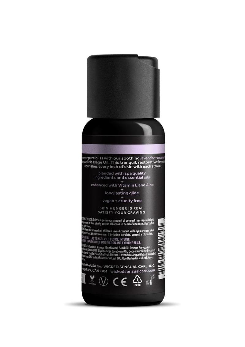 Wicked Sensual Massage Oil 4oz - Lavender and Rosemary Lavender and rosemary massage oil, enriched with Vitamin E and Aloe, vegan, cruelty-free, long-lasting glide, spa-quality.
lavender massage oil, rosemary massage oil, sensual massage oil, vegan massage oil, cruelty-free massage oil, long-lasting glide massage oil, Vitamin E massage oil, Aloe massage oil, relaxation massage products, skin-nourishing massage oil.