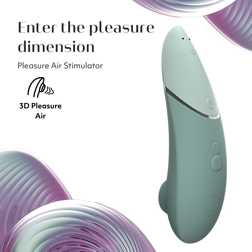 Womanizer Next clitoral stimulator with 3D Pleasure Air Technology, Climax Control, and Smart Silence for customizable, quiet pleasure.
Keywords: 3D Pleasure Air, Climax Control, customizable air waves, Smart Silence, Autopilot, Afterglow, clitoral stimulator, waterproof, body-safe silicone, eco-friendly packaging, multiple orgasms.