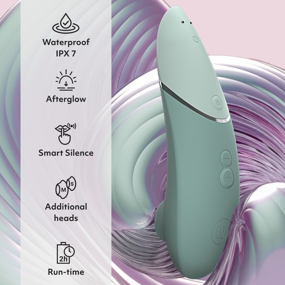 Womanizer Next clitoral stimulator with 3D Pleasure Air Technology, Climax Control, and Smart Silence for customizable, quiet pleasure.
Keywords: 3D Pleasure Air, Climax Control, customizable air waves, Smart Silence, Autopilot, Afterglow, clitoral stimulator, waterproof, body-safe silicone, eco-friendly packaging, multiple orgasms.