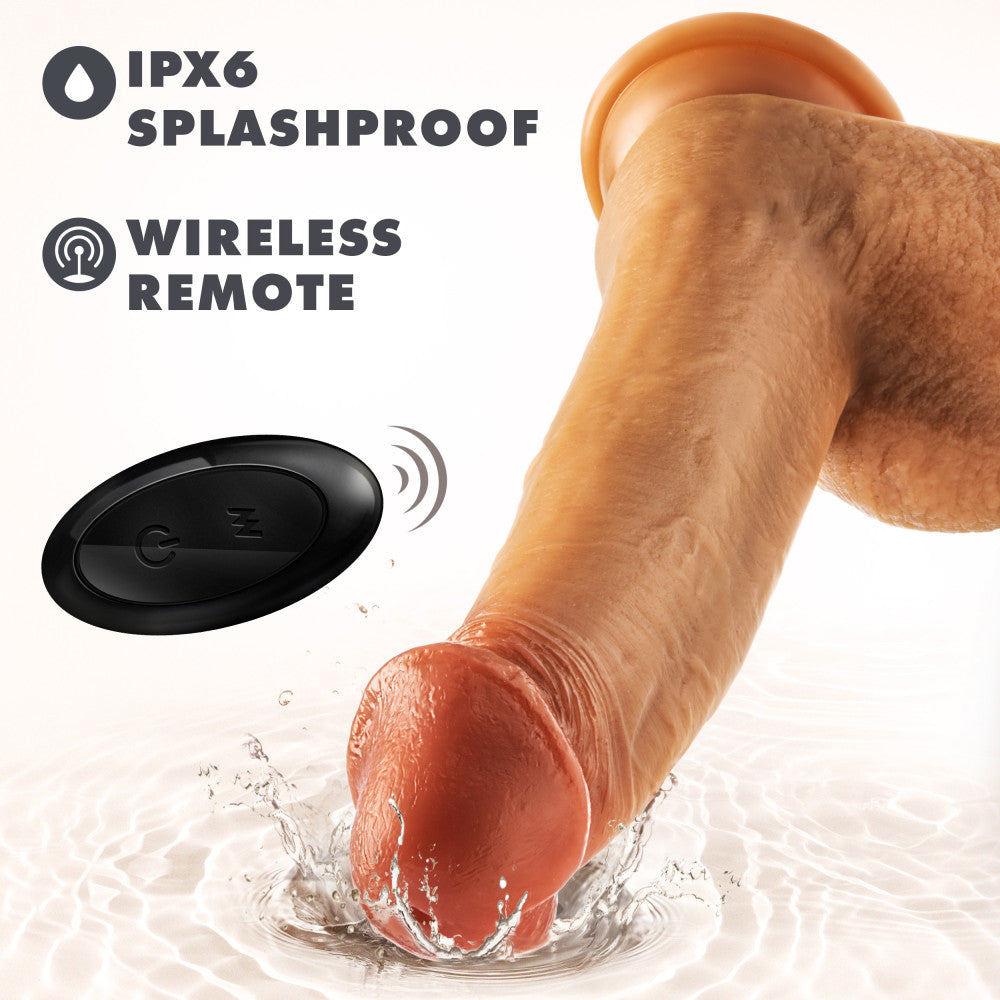 Dr. Phillips 9 Inch Vibrating And Thrusting Dildo – Soft Liquid Silicone Realistic Penis With Wireless Remote Control ♥ Dr. Skin Silicone By Blush®