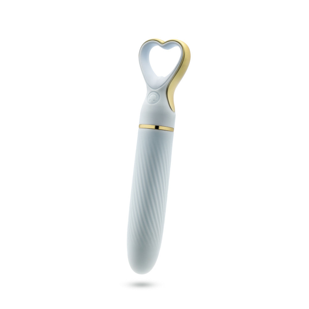 A chic, heart-shaped vibrator with 10 vibration modes, a tapered tip, and a gold-accented handle. Made from soft silicone, it’s splashproof, USB rechargeable, and compact for travel.
Keywords: Delice vibrator, heart-shaped handle, chic vibrator, Puria silicone, UltraSilk finish, splashproof vibrator, USB rechargeable, travel-friendly vibrator, 10 vibration modes, compact vibrator, body-safe silicone, giftable vibrator