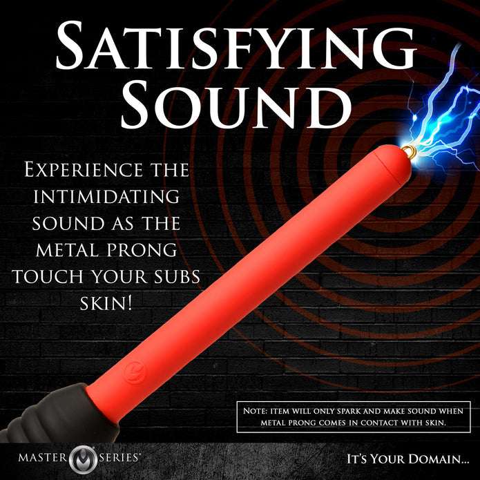 Spark Rod Zapping Wand for pinpoint e-stim sensations with ribbed handle and loud zap sound, perfect for sensory play and BDSM.
e-stim sensations, pinpoint shock, BDSM toy, electrosex gear, sensory play wand, ribbed handle, kink scene accessory, safe e-stim device