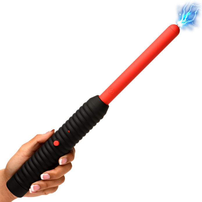 Spark Rod Zapping Wand for pinpoint e-stim sensations with ribbed handle and loud zap sound, perfect for sensory play and BDSM.
e-stim sensations, pinpoint shock, BDSM toy, electrosex gear, sensory play wand, ribbed handle, kink scene accessory, safe e-stim device