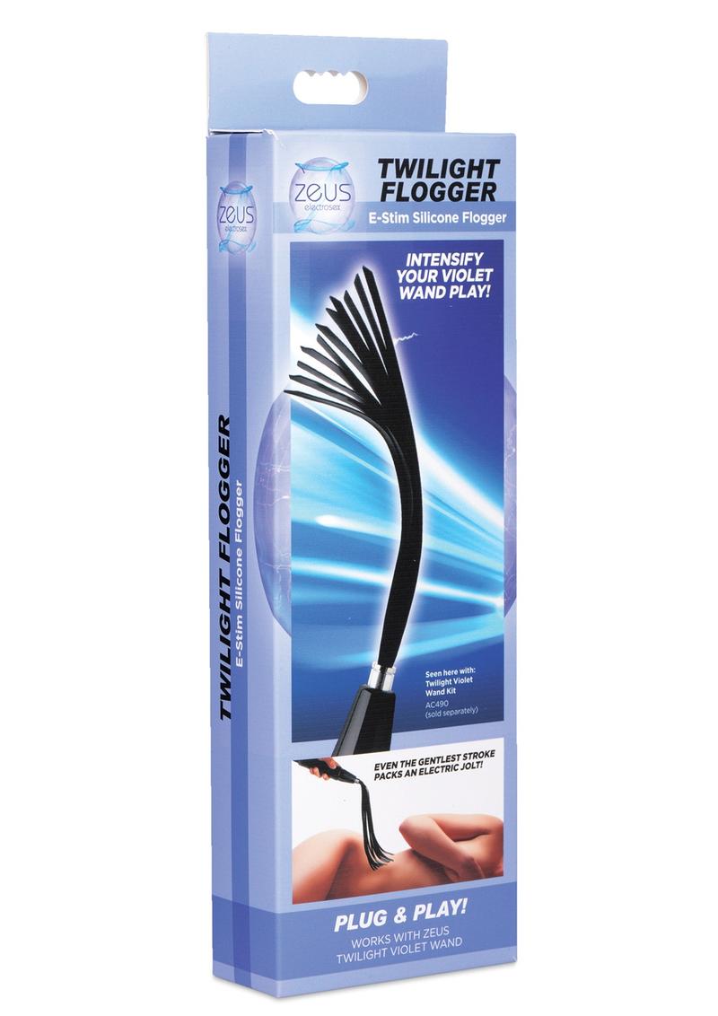 Zeus Electrosex Twilight E-Stim Silicone Flogger - Black
Extreme Twilight Flogger Silicone eStim Attachment for Zeus Twilight Violet Wand, delivers shocks with every swing.
Violet Wand flogger, silicone electrosex flogger, eStim flogger attachment, violet wand flogger, BDSM electro play, impact toy with electrostimulation, Zeus Twilight Wand attachment, silicone BDSM flogger, travel-friendly flogger.