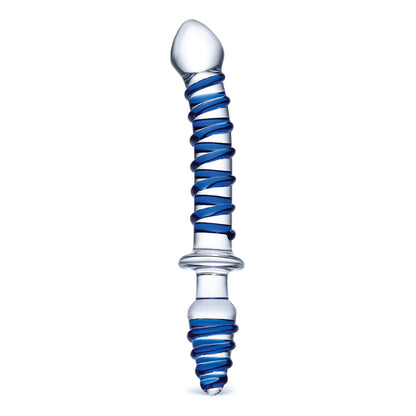 10-inch double-ended glass dildo with a tapered tip and swirling ridges for G-spot or backdoor stimulation. Hypoallergenic, fracture-resistant, and temperature-responsive.

Gläs Mr. Swirly dildo, 10-inch glass dildo, double-ended glass dildo, glass butt plug, ridged glass dildo, G-spot glass toy, P-spot stimulation toy, hypoallergenic glass dildo, temperature-responsive glass toy, handblown artisan glass dildo