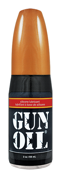 GUN OIL® silicone lubricant with long-lasting slickness, waterproof formula, Vitamin E, Aloe Vera, hypoallergenic ingredients, and latex condom compatibility.

