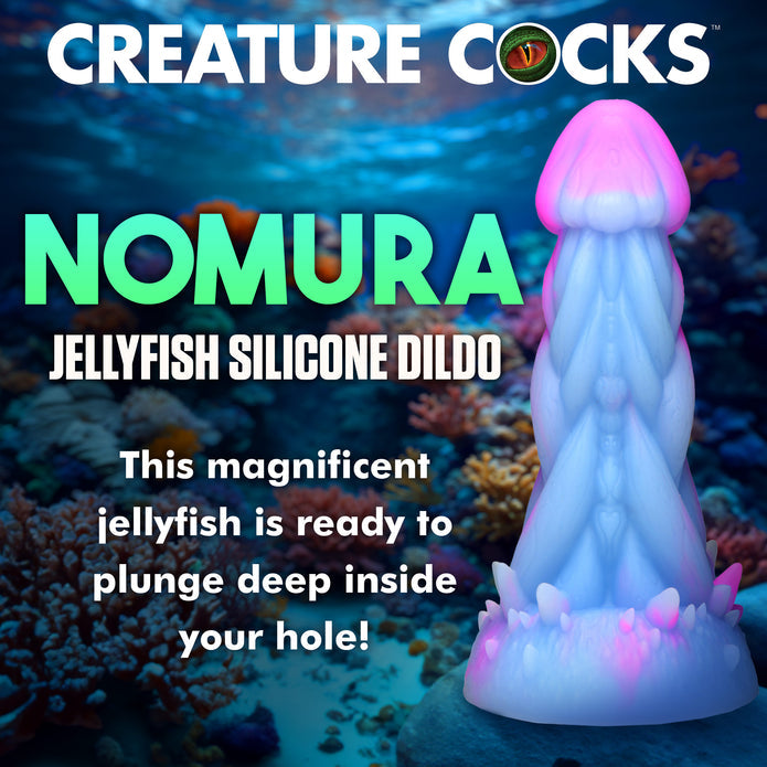 Creature Cocks Nomura Jellyfish Silicone Dildo - Blue/Pink
Pale blue and pink jellyfish dildo with a textured shaft, mushroom-shaped head, suction-cup base, and soft spiked bottom for fantasy roleplay. 
jellyfish dildo, fantasy dildo, silicone fantasy dildo, suction cup dildo, harness-compatible dildo, textured dildo, underwater roleplay toy, premium silicone dildo, Creature Cocks dildo, Nomura Jellyfish sex toy