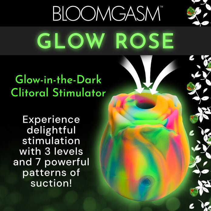 Glow Rose Rechargeable Silicone Glow In The Dark Rose Clit Stimulator ♥ Bloomgasm