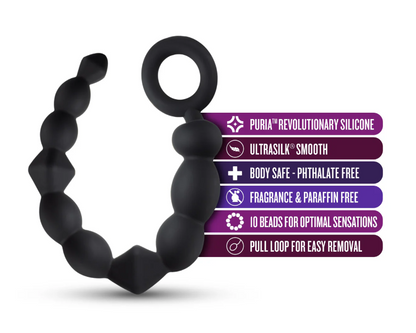 Silicone Beginner Anal Beads: Body-safe silicone beads with progressive sizes, pull loop, and silky smooth finish for comfortable anal play.