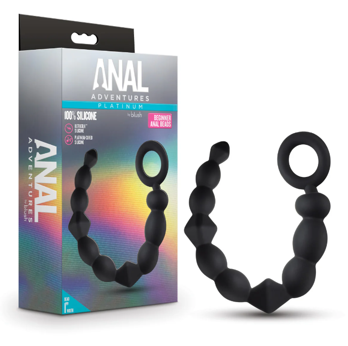 Silicone Beginner Anal Beads: Body-safe silicone beads with progressive sizes, pull loop, and silky smooth finish for comfortable anal play.