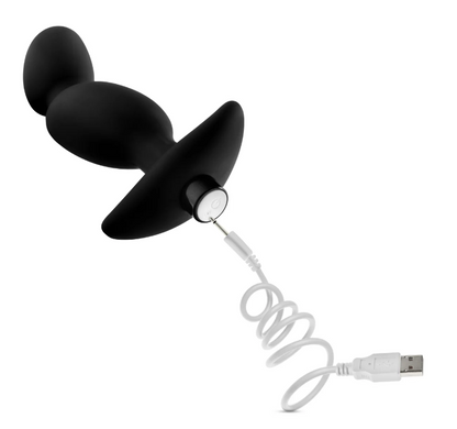 Anal Adventures Platinum Silicone Rechargeable Vibrating Prostate Massager plugged in