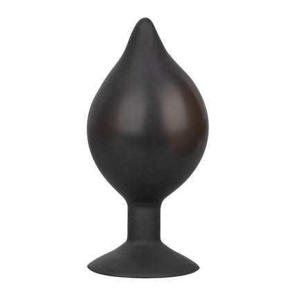CalExotics Large Silicone Inflatable Plug. Featuring an inflatable design with a detachable hose, quick-release valve, and powerful suction cup base, this body-safe silicone probe offers customizable sizing and hands-free fun. Measures 5.25” x 1.5” before inflation.