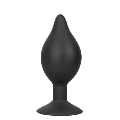 CalExotics Large Silicone Inflatable Plug. Featuring an inflatable design with a detachable hose, quick-release valve, and powerful suction cup base, this body-safe silicone probe offers customizable sizing and hands-free fun. Measures 5.25” x 1.5” before inflation.