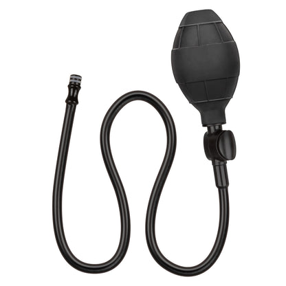 CalExotics Large Silicone Inflatable Plug. Featuring an inflatable design with a detachable hose, quick-release valve, and powerful suction cup base, this body-safe silicone probe offers customizable sizing and hands-free fun. Measures 5.25” x 1.5” before inflation.