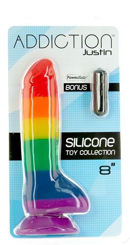 Addiction 100% Silicone Justin Rainbow 8" Dildo