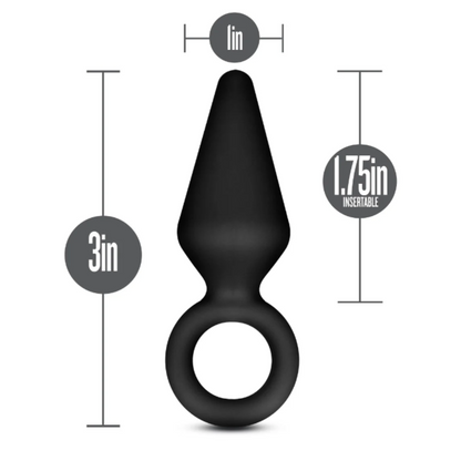  Black silicone loop plug from the Anal Adventures Platinum series measurements 1.75" insertable