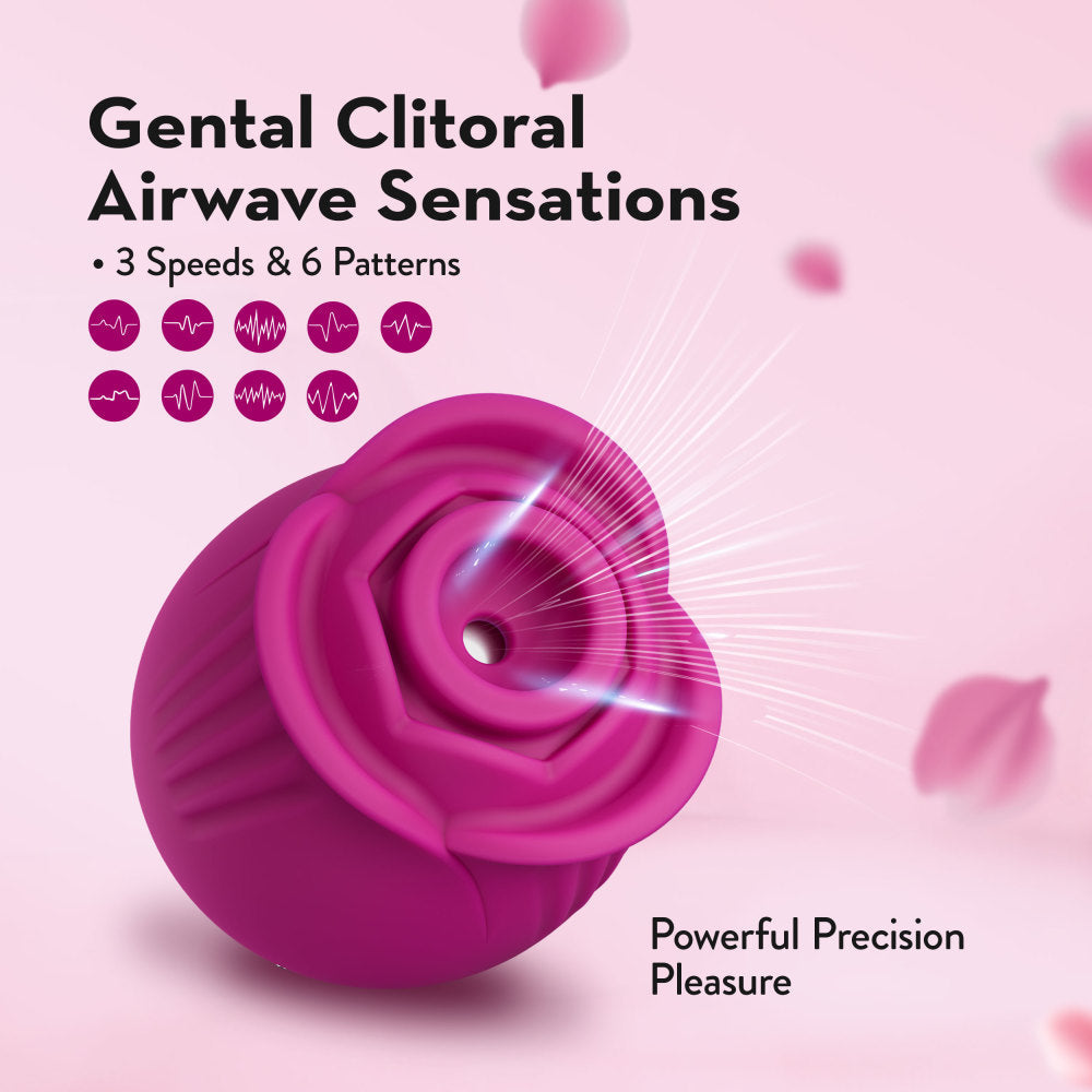 Pink rose silicone massager with Air Wave suction, 9 settings, 6 speeds, 3 patterns, splashproof, and USB rechargeable for clitoral and nipple play.

Blush Rose massager, rose silicone massager, Air Wave suction vibrator, clitoral stimulation, nipple play, 9 air wave sensations, 6 speeds, USB rechargeable, splashproof vibrator, body-safe silicone, elegant vibrator, travel-friendly massager.