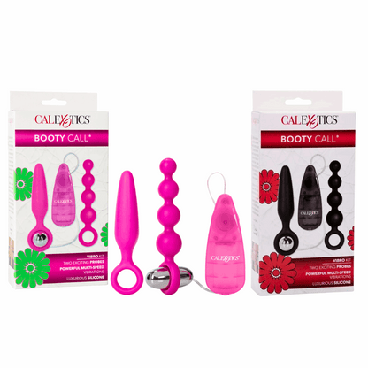 Booty Call Booty Vibro Kit Silicone Vibrating Butt Plug and Anal Beads with Wired Remote Controlled Bullet