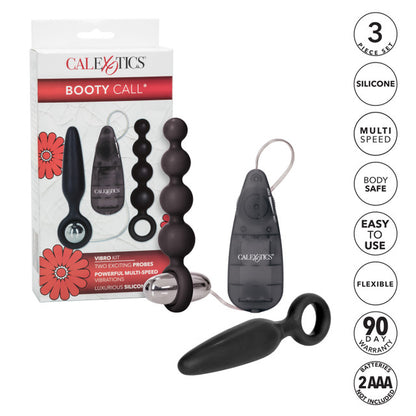 Booty Call Booty Vibro Kit Silicone Vibrating Butt Plug and Anal Beads with Wired Remote Controlled Bullet