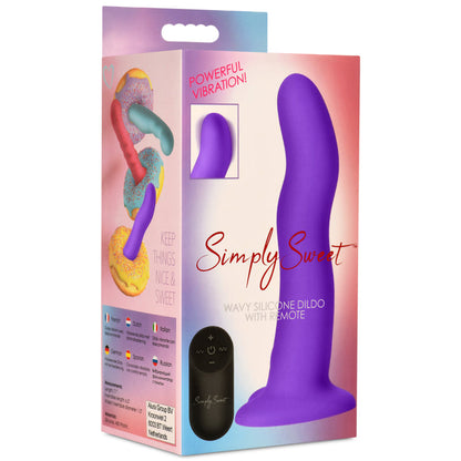 Violet silicone wavy dildo with vibrations, remote control, suction cup base, harness compatible, waterproof, body-safe. Keywords: vibrating silicone dildo, harness-compatible dildo, suction cup dildo, remote-controlled vibrator, waterproof vibrating dildo, Curve Toys premium dildo, wavy shaft dildo, rechargeable silicone dildo, vibrating strapon-compatible dildo.
