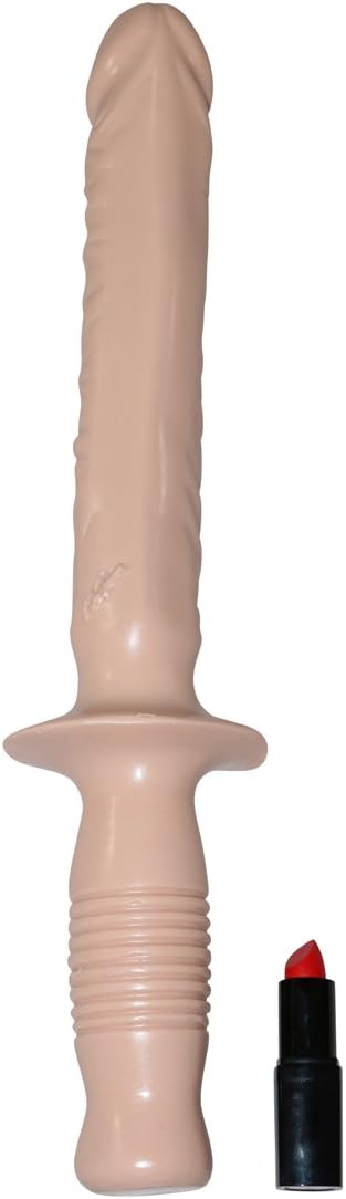 Classic The Manhandler with Handle Dildo - Flesh/Vanilla - 10in Doc Johnson 14.5" Manhandler veined dildo with handle, made from body-safe PVC Keywords: veined dildo with handle, lifelike sex wand, body-safe PVC dildo, phthalate-free dildo, Black dildo, White dildo, Made in America sex toy, solo and partnered play toy, veined realistic dildo.