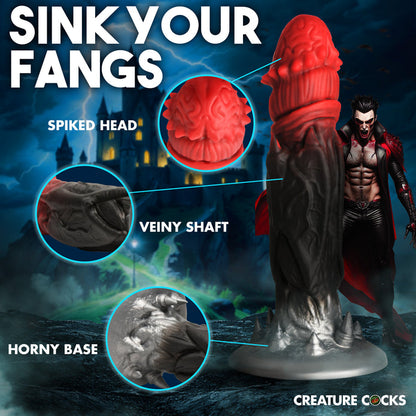 Dracula-themed silicone dildo with grooved head, veiny shaft, bat wings, and suction cup.

Dracula dildo, vampire silicone dildo, Count Cockula toy, fantasy silicone dildo, veiny dildo, bat wing dildo, suction cup dildo, harness-compatible dildo, textured silicone dildo, premium silicone vampire toy
