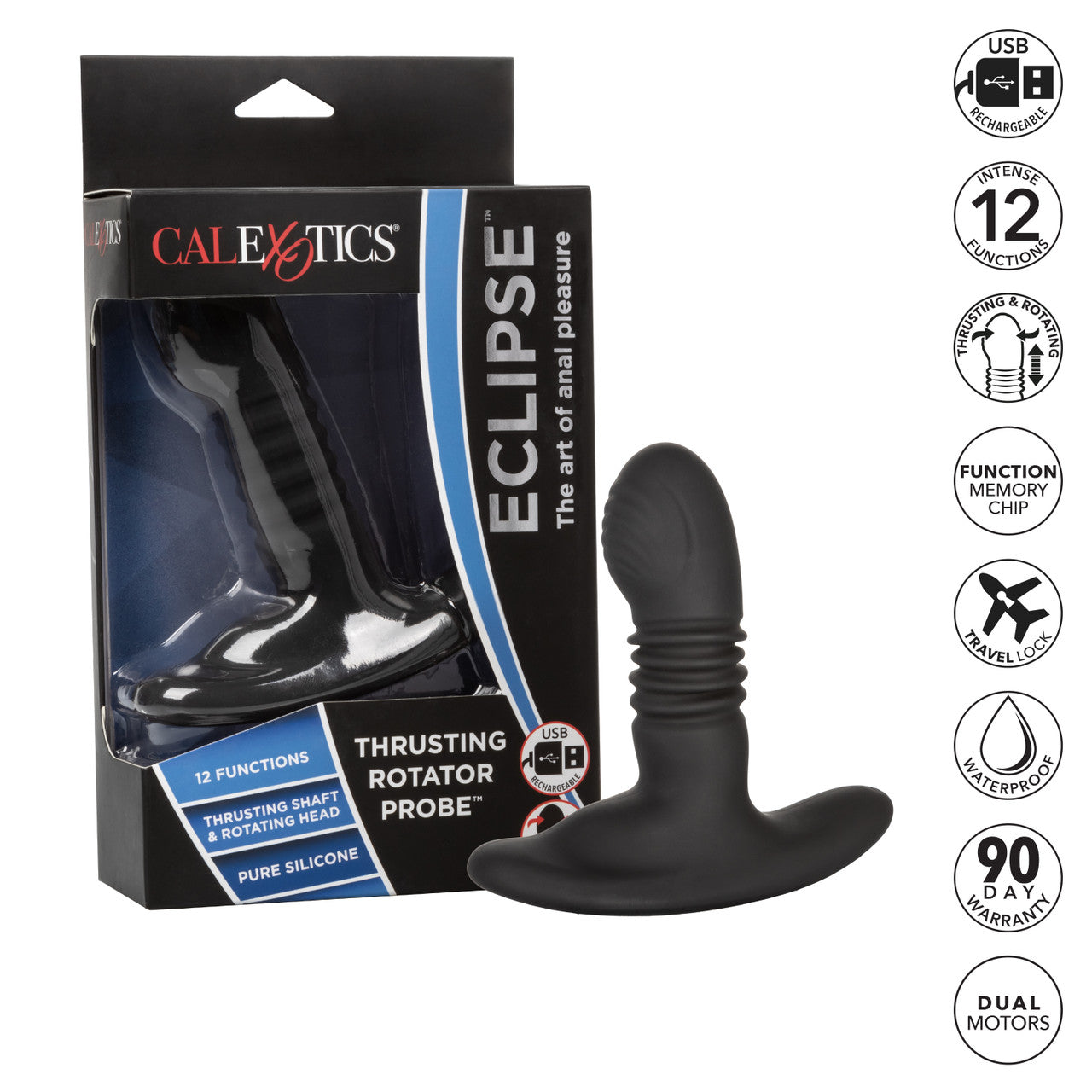 usb rechargeable 12 intense functions thrusting and rotating function memory chip travel lock waterproof 90 day warranty dual motors