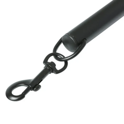 Adjustable aluminum spreader bar with nickel-free hardware, expands 28.5"–37". Includes clips for cuffs, middle attachment, and travel-friendly design.