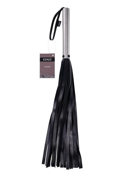 Edge Flogger, impact play flogger, faux leather flogger, stainless steel handle flogger, BDSM flogger, precision flogger, versatile impact tool