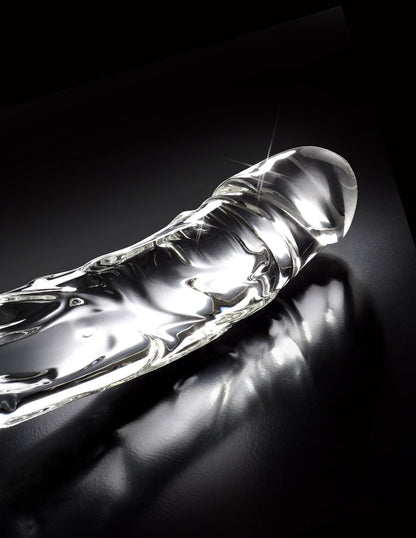 Elegant glass massager with a curved design, tapered tip, and harness-compatible base for G-Spot or P-Spot stimulation.

Icicles No. 62, glass massager, hypoallergenic glass toy, G-Spot stimulation wand, P-Spot glass toy, realistic glass dildo, temperature play toy, harness-compatible glass toy, dishwasher-safe glass massager, luxury glass wand.