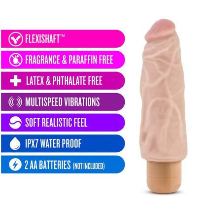 Extra thick, realistic vibrator with veiny texture, adjustable vibrations, and waterproof design; body-safe and bendable.
Keywords: thick realistic vibrator, veiny textured vibrator, waterproof vibrator, FlexiShaft technology, body-safe PVC vibrator, phthalate-free vibrator, adjustable vibration dildo, lifelike textured vibrator, 7.5-inch vibrator, 6-inch insertable vibrator, twist dial vibrator, shower-safe vibrator, extra girthy vibrator