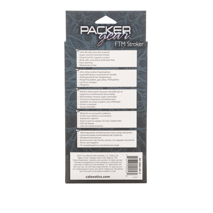 Packer Gear® FTM Stroker, compact and stretchy masturbator with textured chamber and lifelike PureSkin TPR material.

Packer Gear FTM Stroker, compact stroker, lifelike stroker, textured stroker, oral-like sensations, PureSkin TPR stroker, waterproof stroker, phthalate-free stroker, black FTM stroker, travel-friendly stroker, body-safe stroker.
