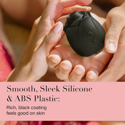 Black rose clitoral suction stimulator with Pleasure Air Technology, 6 speeds, 4 patterns, waterproof, rechargeable, body-safe silicone.
Fifty Shades of Grey Rose, clitoral suction toy, Pleasure Air Technology, rose clitoral stimulator, waterproof rose toy, rechargeable rose vibrator, 6 intensity levels, body-safe silicone, discreet suction vibrator, luxury adult toy.