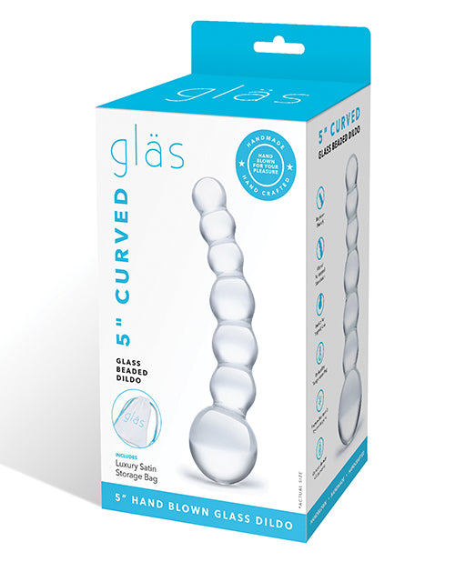 Gläs: 5 Curved Glass Beaded Dildo