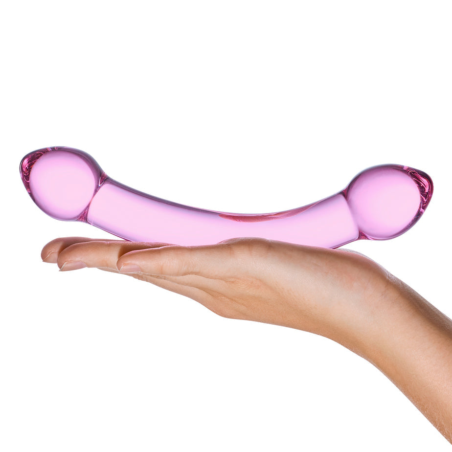 Purple double-ended glass dildo with ribbed and nubbed textures, bulbous tips, and hypoallergenic, fracture-resistant design for versatile pleasure.

Gläs Double Trouble dildo, 7.25-inch glass dildo, purple glass dildo, double-ended dildo, ribbed glass dildo, nubbed glass dildo, hypoallergenic dildo, temperature play glass dildo, fracture-resistant double dildo, handblown glass toy