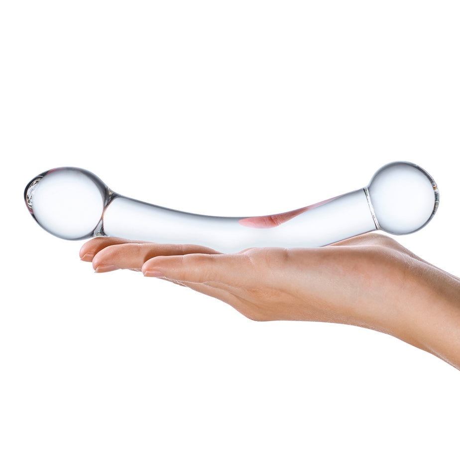7-inch curved glass G-spot stimulator with a bulbous tip and handle, fracture-resistant, hypoallergenic, temperature-responsive, and perfect for G-spot or P-spot play.

Gläs curved glass stimulator, 7-inch glass G-spot toy, curved G-spot glass dildo, temperature-responsive glass toy, P-spot glass stimulator, hypoallergenic glass dildo, bulbous glass G-spot toy, fracture-resistant glass dildo, handblown glass stimulator, versatile glass sex toy