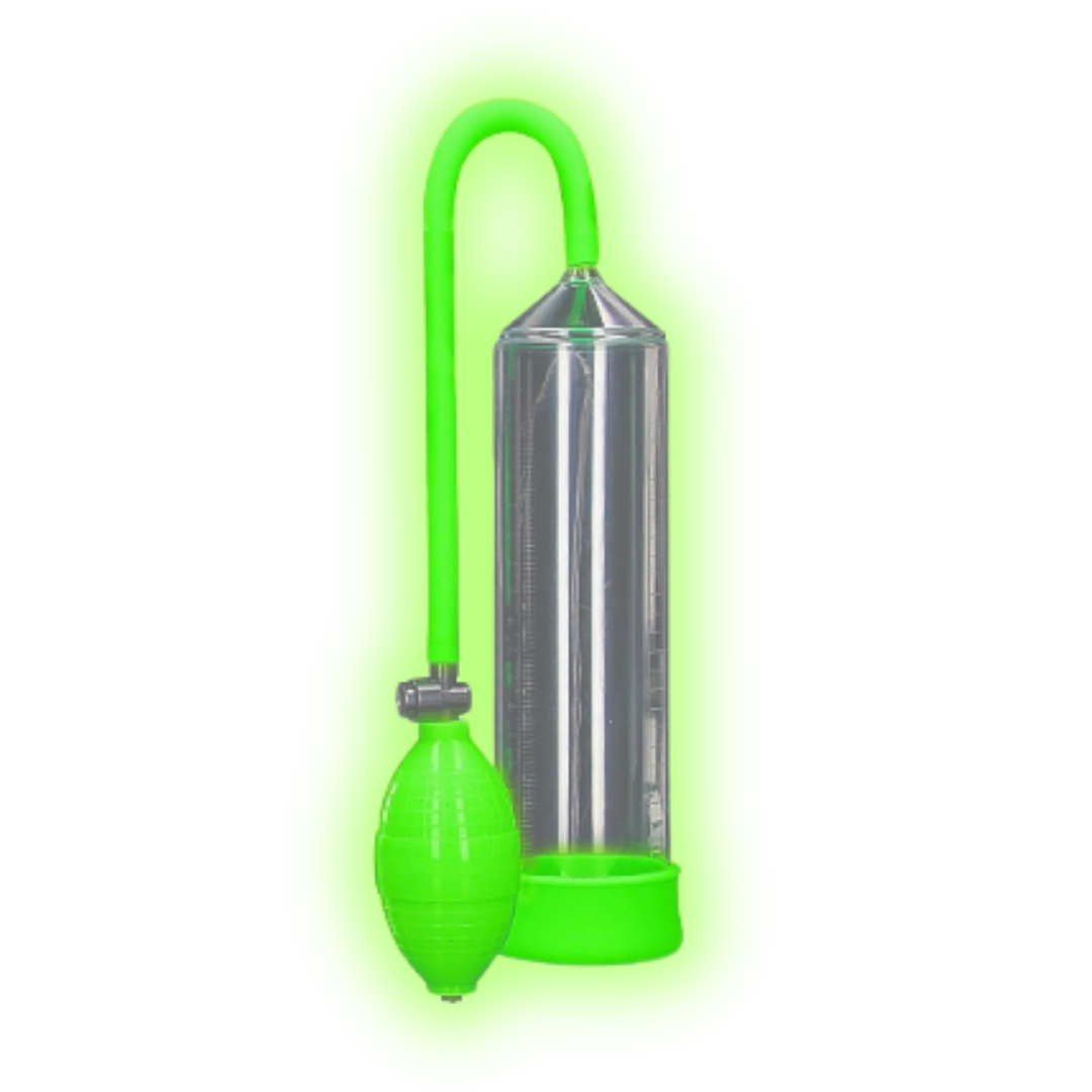 Glow in the Dark penis pump, Ouch penis pump, classic penis pump, Classic Penis Pump - Glow in the Dark by Ouch!, featuring ergonomic design, glowing details, and customizable suction for enhancement.

glow-in-the-dark pump, customizable suction pump, body-safe penis pump, waterproof penis pump, enhancement pump, ergonomic penis pump, fluorescent green penis pump.