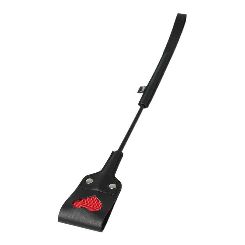 Heart Crop Paddle | Leather Riding Crop with Heart Impressions | 27-Inch BDSM Paddle