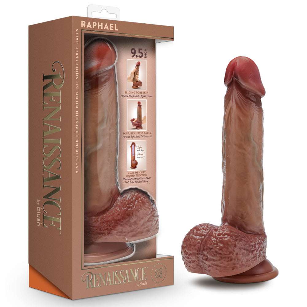 9.5 Inch Realistic Dual Density Dildo + Sliding Foreskin & Squeezable Balls | Renaissance By Blush®