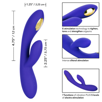 Impulse™ Intimate E-Stimulator Dual Wand with 7 vibrations, 5 e-stim modes, and a contoured silicone design.
E-Stimulator Dual Wand, rabbit massager, vibrating and e-stim wand, dual stimulation vibrator, pelvic floor stimulator, electro-stimulation rabbit, body-safe silicone vibrator, rechargeable e-stim wand, waterproof rabbit massager, dual wand with e-stim.