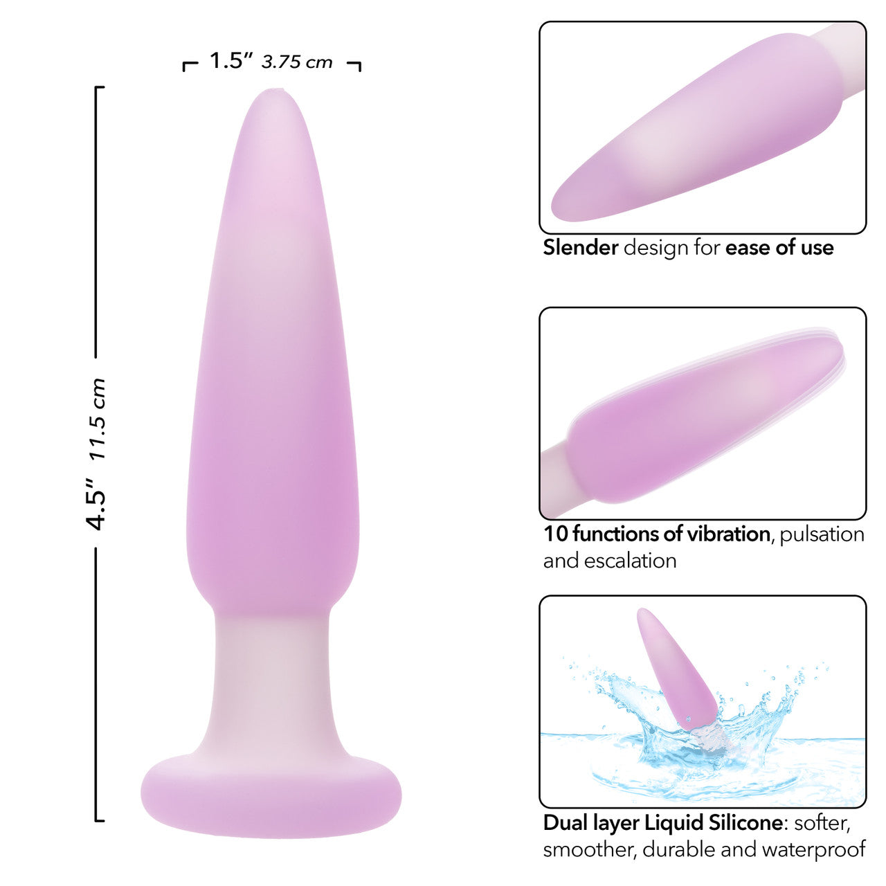 Lavender Haze™ Slender Probe: Slim silicone vibrating probe with 10 functions, waterproof, rechargeable, and memory chip for personalized pleasure.
