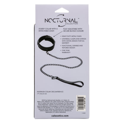 Nocturnal collar and leash, elegant BDSM collar, adjustable collar with leash, PVC leather collar, neoprene-lined leash set, nickel-free bondage collar, versatile BDSM accessories