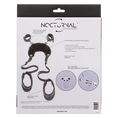 Nocturnal position strap, position strap with pillow, adjustable BDSM strap, plush velvet pillow restraint, versatile intimate play strap, heavy-duty restraint system, luxury bondage accessory