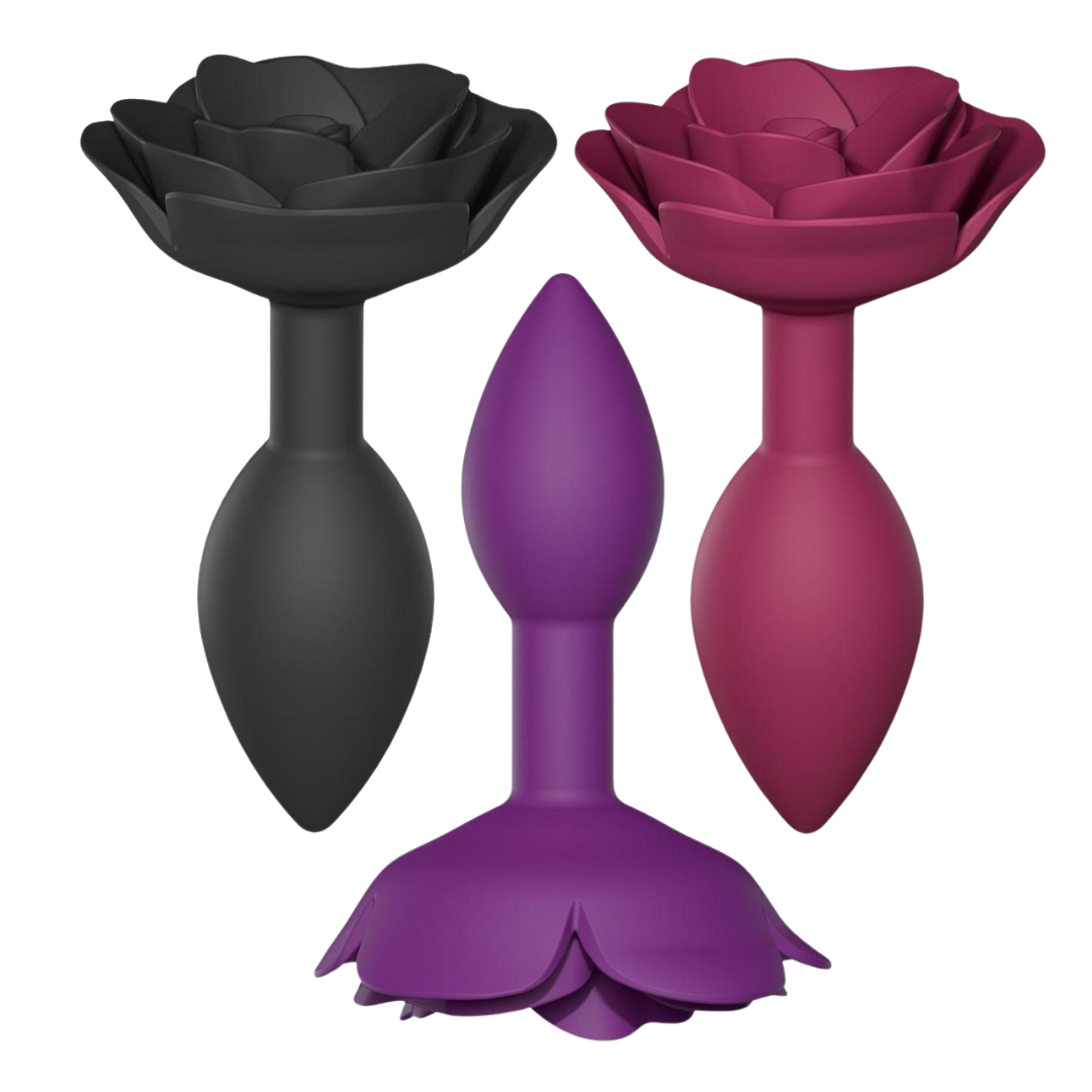 OPEN ROSES butt plug with smooth silicone, flower-shaped handle, ergonomic design, and waterproof features, available in small, medium, and large.

OPEN ROSES butt plug, silicone anal plug, beginner anal toy, flower handle anal plug, waterproof anal plug, progressive insertion butt plug, flexible silicone plug, romantic anal toy, anal plug for women, soft silicone butt plug