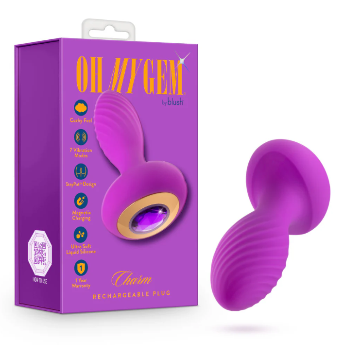 Oh My Gem Charm Plug: Vibrating silicone anal plug with StayPut design, 7 modes, magnetic charging, and gem base for luxurious pleasure.