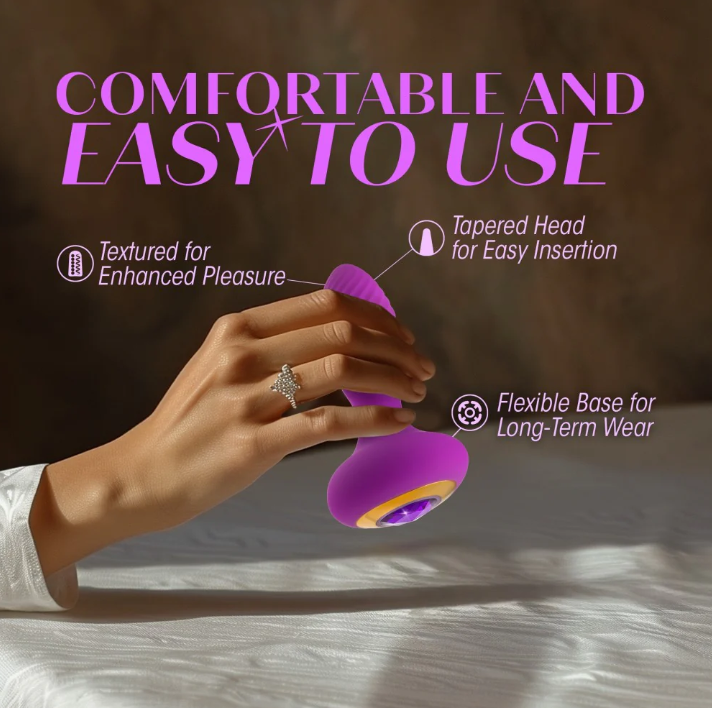 Oh My Gem Charm Plug: Vibrating silicone anal plug with StayPut design, 7 modes, magnetic charging, and gem base for luxurious pleasure.