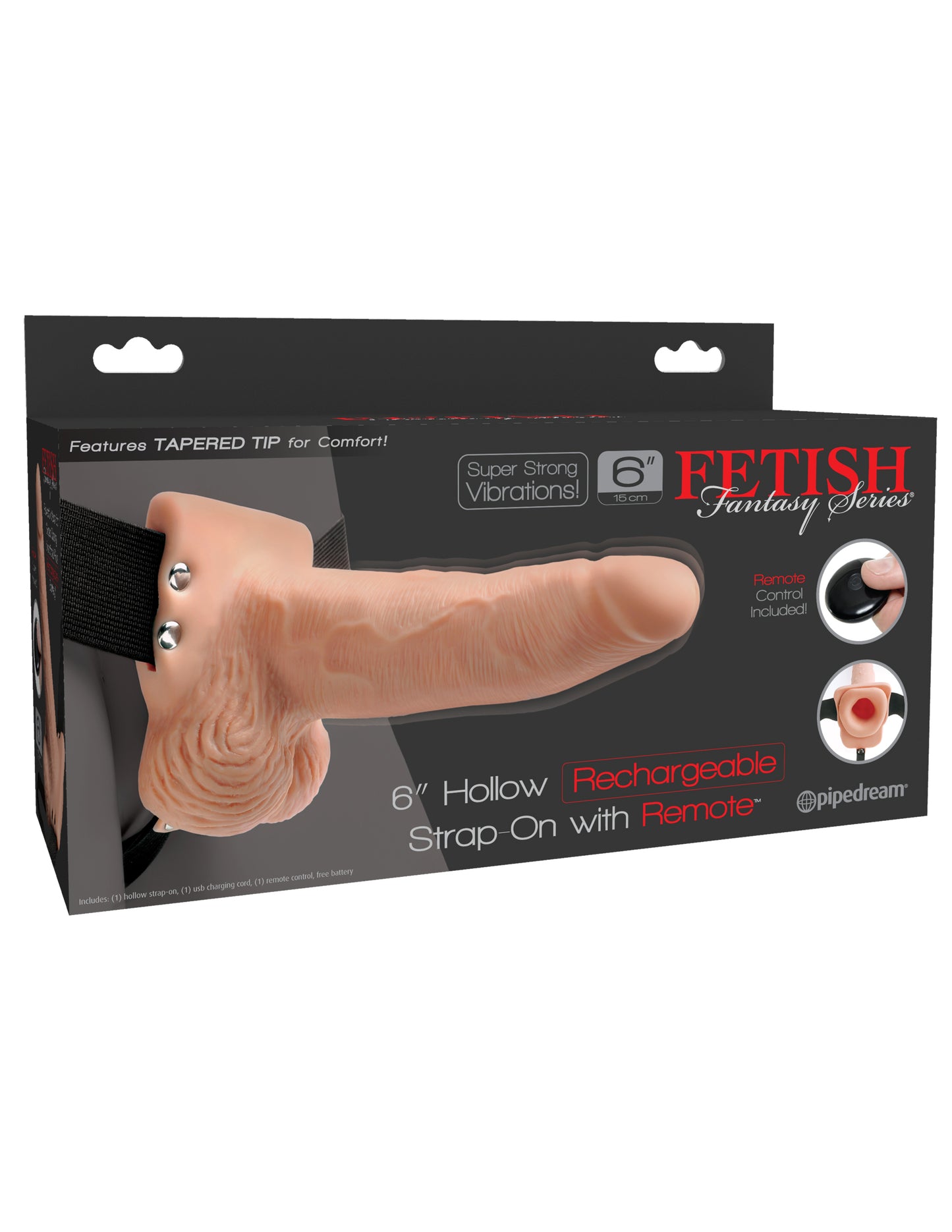 6" Fetish Fantasy Hollow Rechargeable Strap-on with Remote
