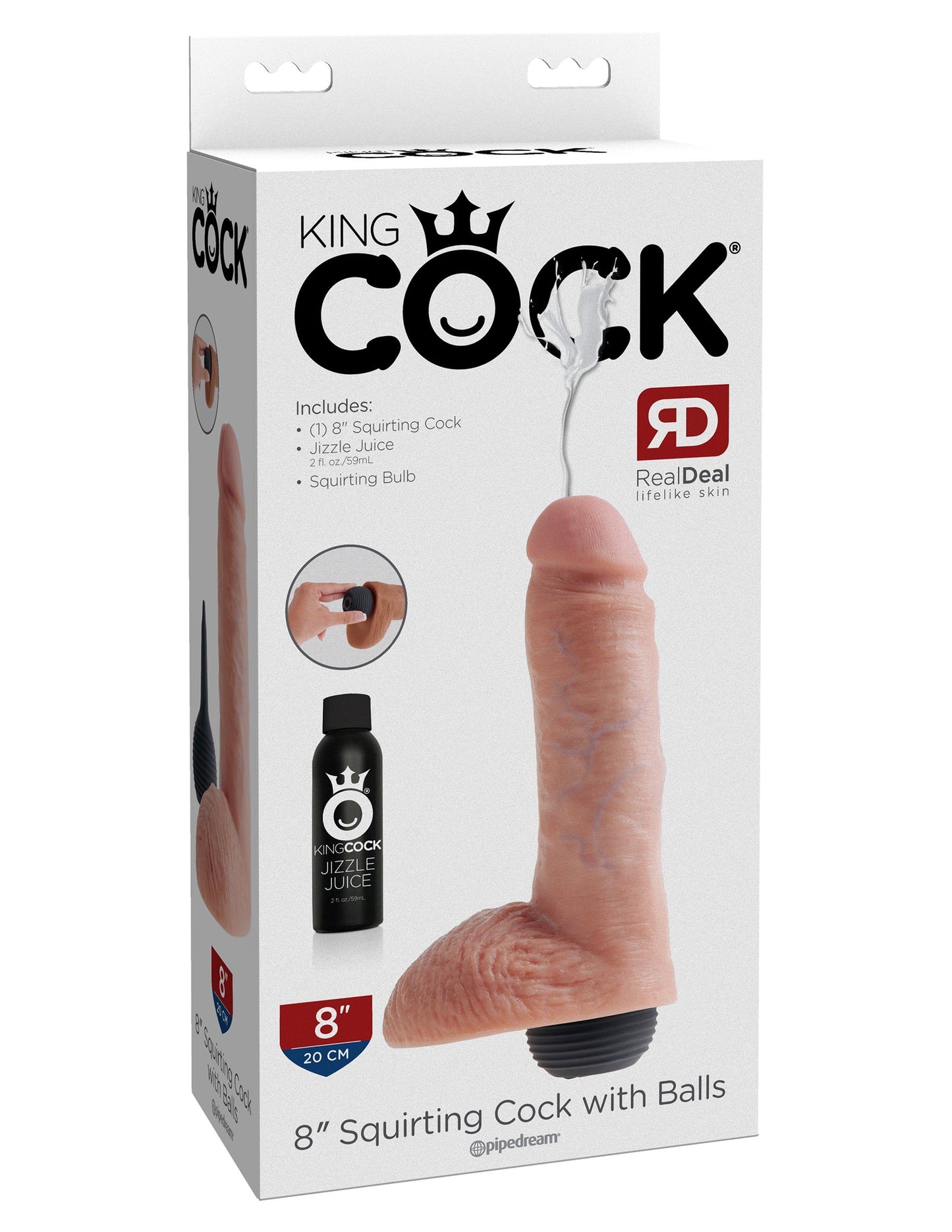 King Cock: 8" Squirting Cock with Balls Dildo