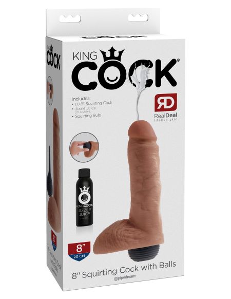 King Cock: 8" Squirting Cock with Balls Dildo